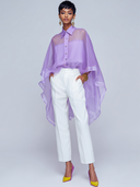 Women's Solid Color Organza Collar Loose-fitting Shirt ZMZ0420F5XT