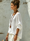 Women's Solid-Color Cotton Crew-Neck Long-Sleeve T-Shirt ZMZ0490F8XT
