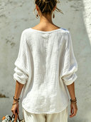 Women's Solid-Color Cotton Crew-Neck Long-Sleeve T-Shirt ZMZ0490F8XT