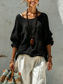 Women's Solid-Color Cotton Crew-Neck Long-Sleeve T-Shirt ZMZ0490F8XT