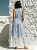 Women's Casual Striped Lace Sleeveless Jumpsuit ZMZ0401F9XT