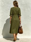 Women's Casual Solid-Color Cotton Short-Sleeve Midi Dress ZMZ0491F3XT