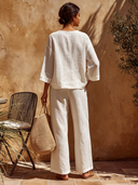 Women's Solid-Color Casual Cotton-Linen Loose Trouser Two-Piece Set ZMZ0471F4XT