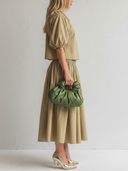 Women's Casual Minimalist Cotton Crew-Neck Lantern-Sleeve Top And Skirt Set ZMZ0532F4ZYY