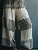 Women's Wabi-Sabi Style Rayon Print Sleeveless Tunic Top & Patchwork Wide Leg Pants Set ZMZ0597F4YZH