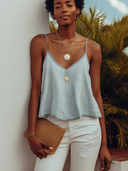Women's Washed Denim Loose-fitting Tank Top ZMZ0807F5XT