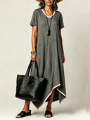Women's Loose-Fit Color-Block V-Neck Maxi Dress ZMZ0883F3XT