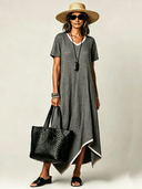 Women's Loose-Fit Color-Block V-Neck Maxi Dress ZMZ0883F3XT
