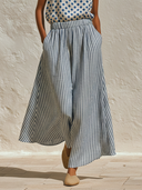 Women's Casual Striped Elastic Waist Wide-Leg Pants ZMZ0882F9XT