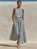 Women's Casual Striped Elastic Waist Wide-Leg Pants ZMZ0882F9XT