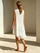 Women's Solid-Color Chiffon V-Neck Sleeveless Mini Dress ZMZ0804F1XT