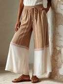 Women's Fashion Striped Patchwork Elastic Waist Wide-Leg Pants ZMZ0927F8SWL