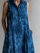 Women's Boho Indigo Style Rayon Blend Tie-Dye Sleeveless Shirt Maxi Dress ZMZ0921F1YZH