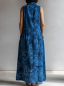 Women's Boho Indigo Style Rayon Blend Tie-Dye Sleeveless Shirt Maxi Dress ZMZ0921F1YZH