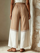 Women's Fashion Striped Patchwork Elastic Waist Wide-Leg Pants ZMZ0927F8SWL
