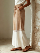 Women's Fashion Striped Patchwork Elastic Waist Wide-Leg Pants ZMZ0927F8SWL