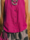 Women's Boho Casual Style Cotton Linen Sleeveless Top & Rayon Polka Dot Wide Leg Pants Set ZMZ0991F9YZH