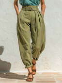 Women's Solid Color Embroidered T-shirt And Pants Two-Piece Set ZMZ1081F9XT