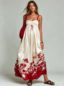 Women's Retro Casual Floral Print Satin Sleeveless Maxi Dress ZMZ1094F3ZJY