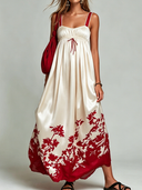 Women's Retro Casual Floral Print Satin Sleeveless Maxi Dress ZMZ1094F3ZJY