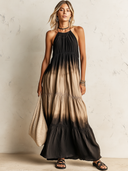 Women's Retro Casual Gradient Print Sleeveless Maxi Dress ZMZ1025F0ZJY