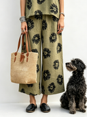 Women's Casual Cotton-Linen Floral Print Wide-Leg Pants ZMZ1062F2XT
