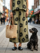 Women's Casual Cotton-Linen Floral Print Wide-Leg Pants ZMZ1062F2XT