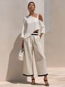 Women's Casual Off-Shoulder Top And Wide-Leg Pants Two-Piece Set ZMZ1044F0XT
