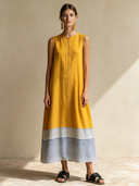 Women's Color-Block Striped Sleeveless Maxi Dress With Crew Neck ZMZ1031F4XT