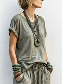 Women's Retro Casual Cotton Washed Short-Sleeve T-Shirt ZMZ1045F7ZJY
