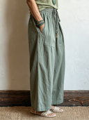Women's Retro Casual Cotton Washed Loose Straight Leg Pants ZMZ1028F2ZJY
