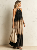 Women's Retro Casual Gradient Print Sleeveless Maxi Dress ZMZ1025F0ZJY