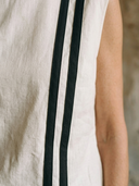 Women's Old Money Style Linen Blend Contrast Stripe Sleeveless Shell Top ZMZ1097F8YZH