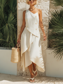 Women's Stylish Cotton Camisole And Asymmetric Hem Skirt Set ZMZ0504F1SWL