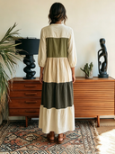 Women's Color-Block Striped Long-Sleeve Maxi Dress ZMZ1065F1XT