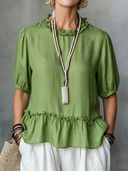 Women's Casual Vintage Tencel-Cotton-Linen Crew-Neck Short-Sleeve T-Shirt ZMZ1122F8ZYY