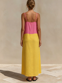 Women's Color-blocked Cotton And Linen Camisole Loose-fitting Vacation Maxi Dress ZMZ1094F0XT