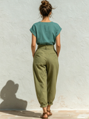 Women's Solid Color Embroidered T-shirt And Pants Two-Piece Set ZMZ1081F9XT