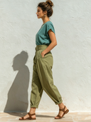 Women's Solid Color Embroidered T-shirt And Pants Two-Piece Set ZMZ1081F9XT