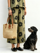 Women's Casual Cotton-Linen Floral Print Wide-Leg Pants ZMZ1062F2XT