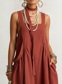 Women's Casual Vintage Square-Neck Sleeveless Cotton-Linen Loose Maxi Dress With Pockets ZMZ1112F7ZYY
