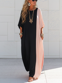 Women's Classic Black And Pink Cotton Loose-fit Maxi Dress ZMZ1245F0SWL
