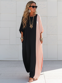 Women's Classic Black And Pink Cotton Loose-fit Maxi Dress ZMZ1245F0SWL