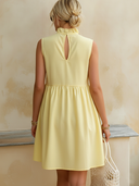 Women's Casual Chic Resort-Style Sleeveless With Stand Collar Cotton Mini Dress ZMZ1107F8ZYY