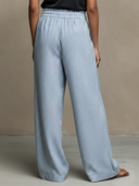 Women's Casual Fashionable Vertical Stripes Cotton-Linen Loose Wide-Leg Pants  ZMZ1100F2ZYY