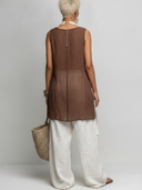 Women's Casual Vintage Cotton-Linen Sleeveless Crew-Neck T-Shirt And Wide-Leg Pants Set ZMZ1119F6ZYY