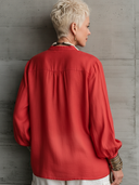 Women's Premium Vintage Tencel-Cotton-Linen Embroidered Mandarin Collar Lantern-Sleeve Shirt  ZMZ1181F8ZYY