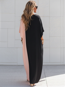 Women's Classic Black And Pink Cotton Loose-fit Maxi Dress ZMZ1245F0SWL