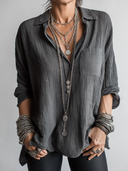 Women's Retro Casual Cotton Linen Washed Long-Sleeve Shirt ZMZ1206F3ZJY