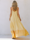 Women's Fashionable Light Yellow Cotton And Linen Loose-fitting Camisole Maxi Dress ZMZ1232F0SWL